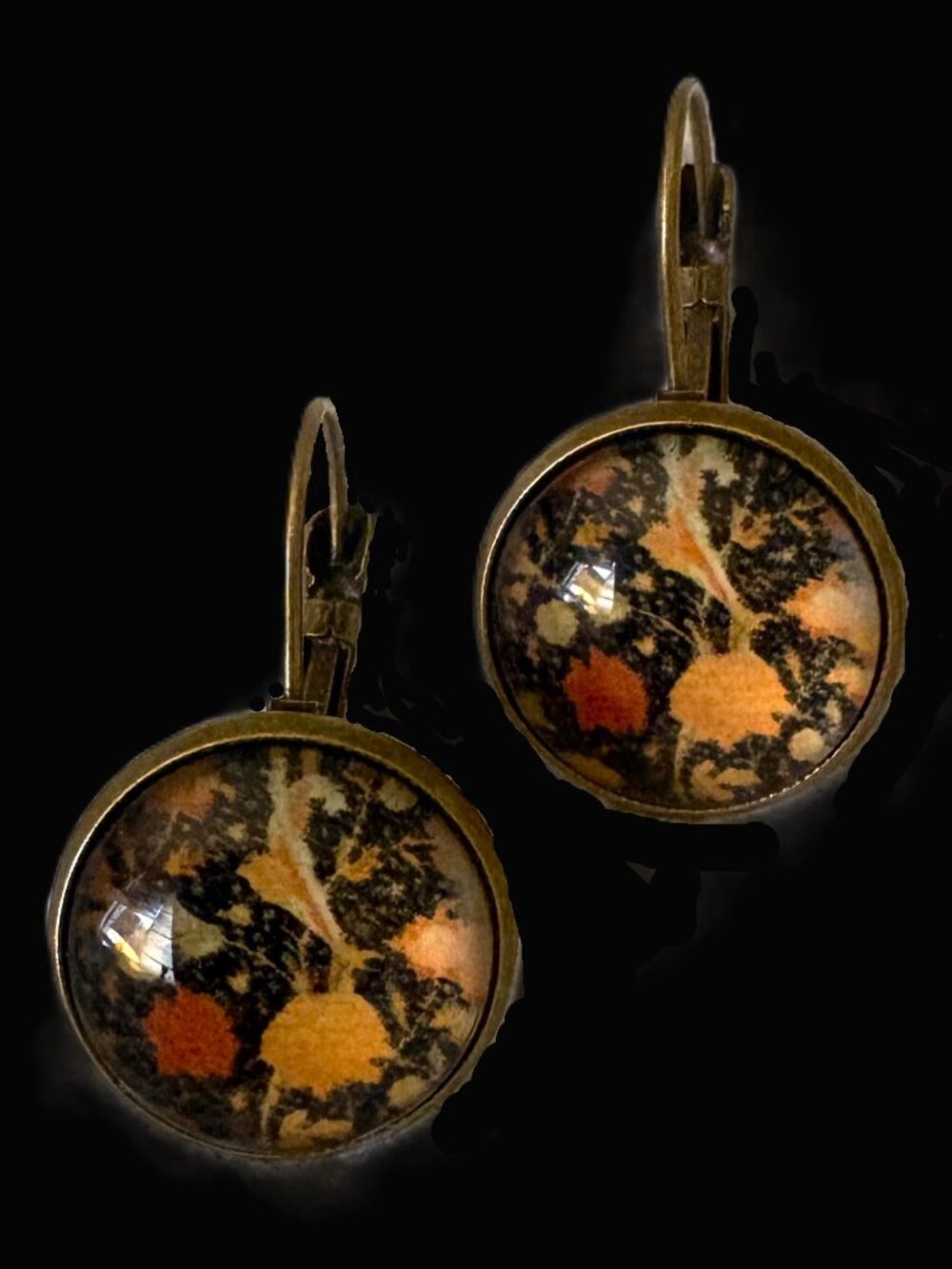 Floral-Celestial Abstract Drop Earrings-Handmade NWOT - Picture 2 of 12